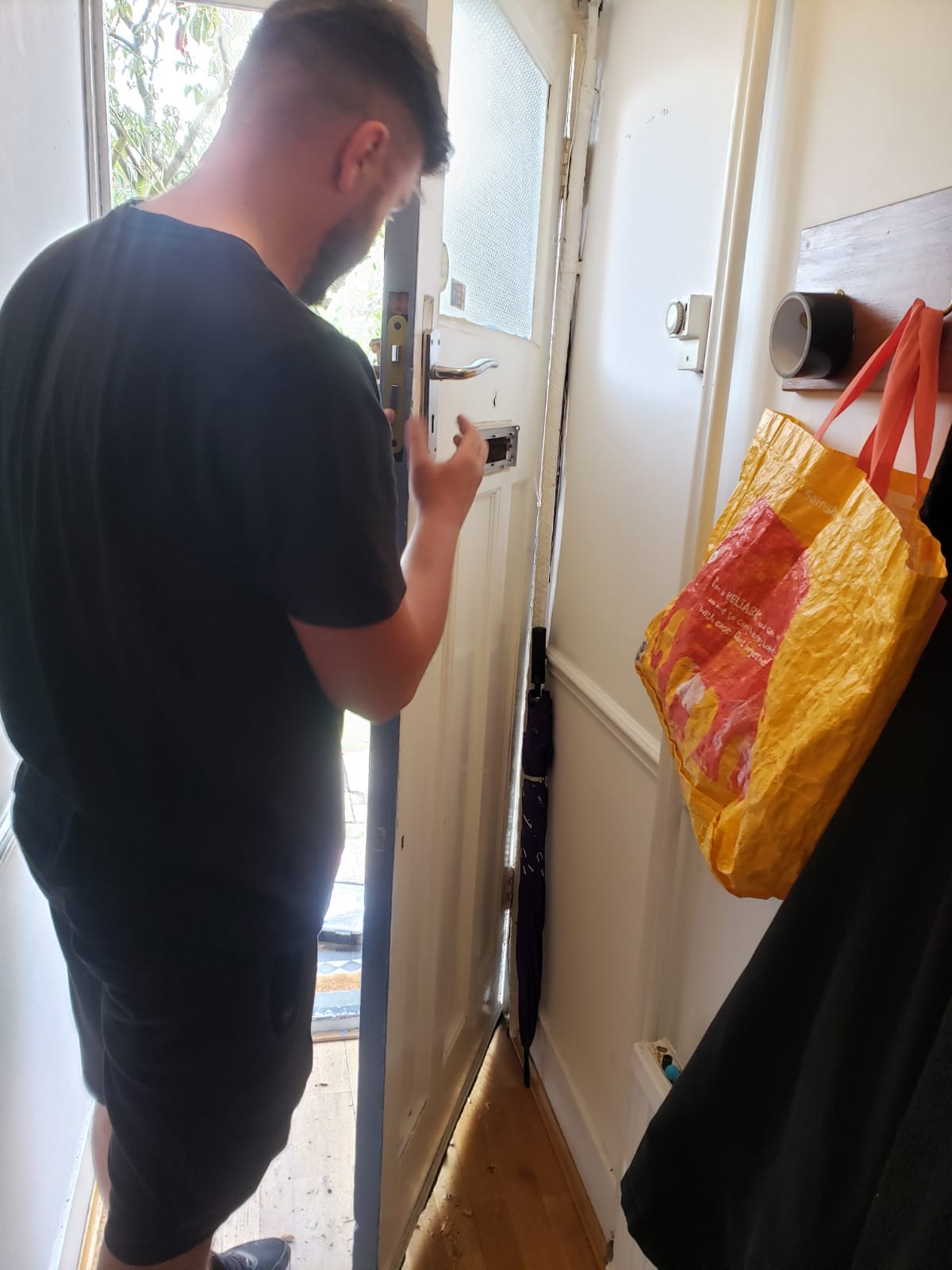 Dan at work dealing with a new lock